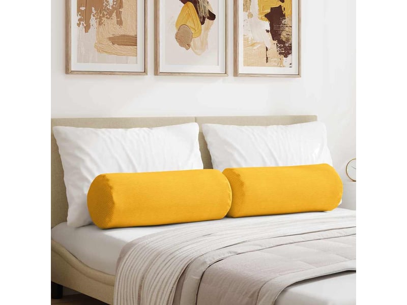  Lot de 2 coussins d'accent, coussins décoratifs, coussins lombaires jaune clair ø 25 x 70 cm cf56740  - Conforama B