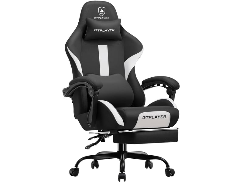  Gtplayer chaise de jeu ergonomique, réglable et pivotante en tissu respirant - blanc GT905-WT - Conforama A