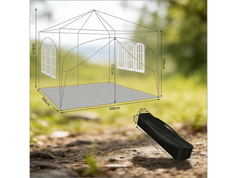  Tente de réception pliante, abri solaire extérieur, gazebo avec sac transport, événementiel  - Conforama C