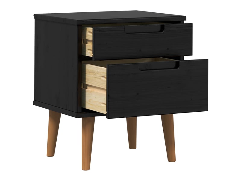  Table de chevet avec tiroir noir 40 x 35 x 48 cm pin massif  - Conforama D