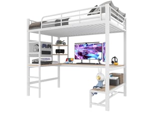 Lit mezzanine 90x200 cm <strong>SAPGAKS</strong>  <strong></strong> coloris blanc