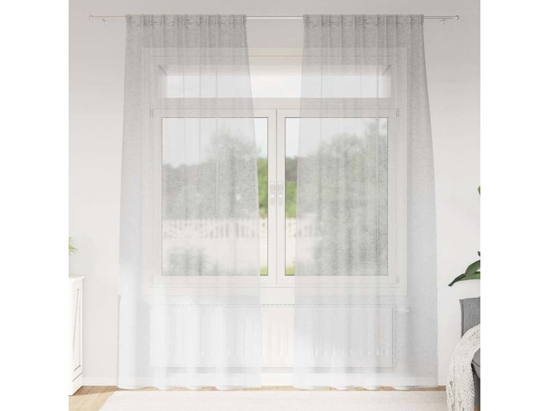  Lot de 2 rideaux en voile, voilage gris clair 225 x 140 cm polyester cf43914  - Conforama B
