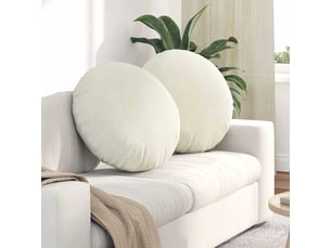 Lot de 2 coussins de siège, coussins décoratifs velours crème ø 80 x 29 cm cf59889