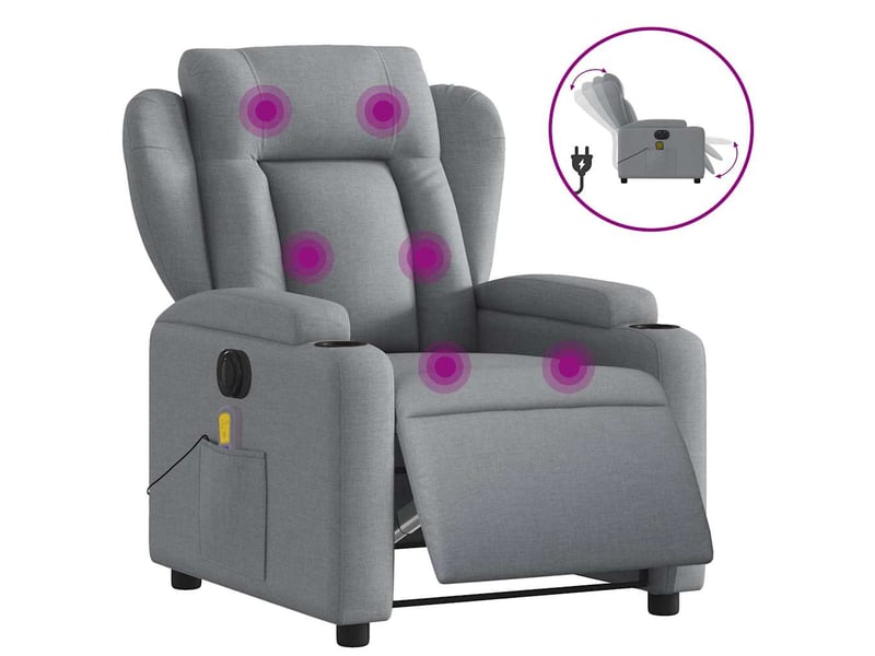  Fauteuil de massage inclinable électrique gris clair tissu shl77222  - Conforama A
