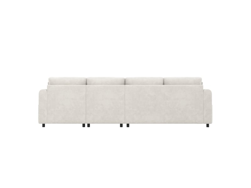  Canapé d'angle l lora beige avec rangement d'angle réversible, poche magazine et dossier capitonné  - Conforama E