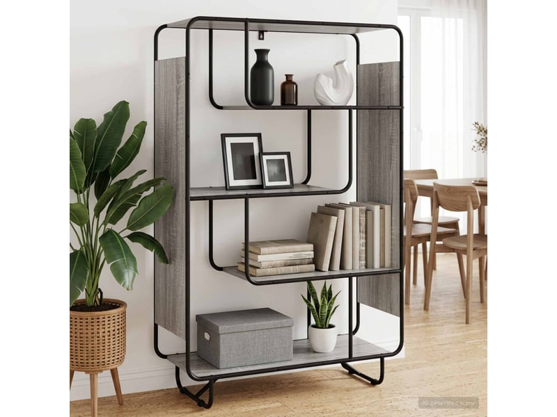 Buffet haut, buffet de rangement sonoma gris 93.5x37.5x144 cm bois d'ingénierie  - Conforama B