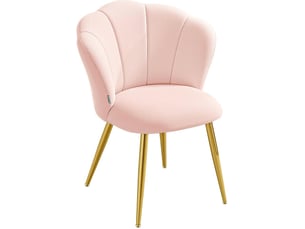 Chaise de salle à manger rembourrée style moderne dossier pétales 62,5 x 60 x 80 cm en velours rose poudré 12_0013047