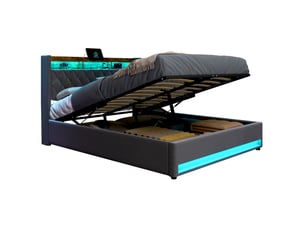 Lit coffre 180x200 cm MIVRAY coloris gris