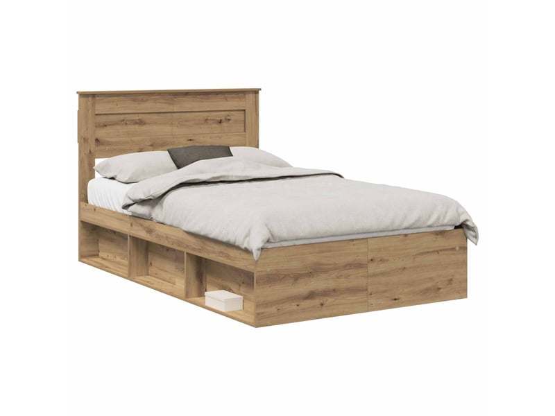  Lit double- lit adulte -  cadre de lit chêne artisan 120 x 190 cm bois de pin massif  - Conforama A