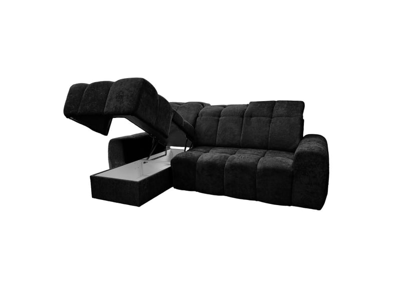  Canapé d'angle gauche relax krabi avec coffre tissu kiara noir KRABI-M-KIA869-L - Conforama E