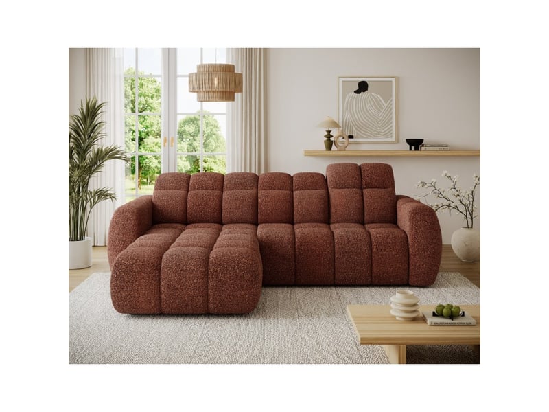  Canapé d'angle électrique fanoti 3 places rouge chiné – angle gauche  - Conforama E