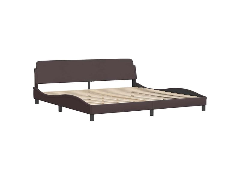  Lit double- lit adulte -  cadre de lit sans matelas hanko marron foncé 200x200 cm tissu  - Conforama D