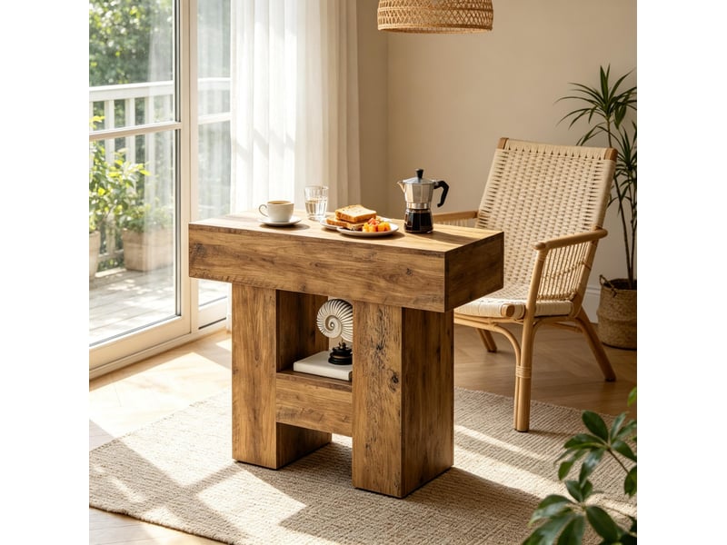  Table d'appoint 80x30x65 cm avec rangement ouvert mdf marron  - Conforama B
