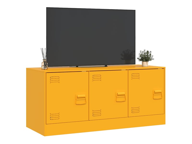  Meuble tv - banc tv - meuble de rangement jaune moutarde 99x39x44 cm acier  - Conforama E