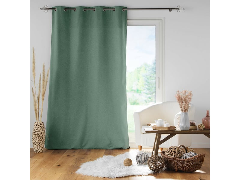  Lot de 2 rideaux à œillets 140 x 260 cm isolants doublure polaire jupiter cèdre  - Conforama C