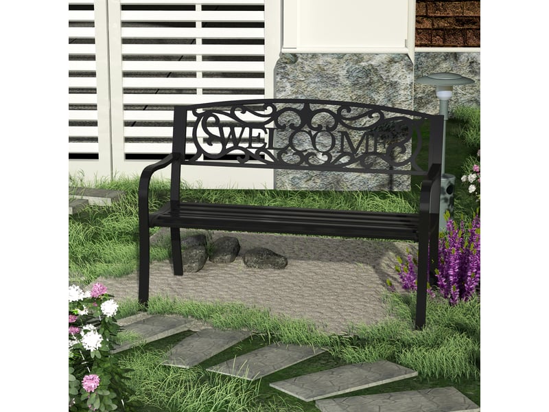  Banc de jardin, banc 2 places, banc de parc, mobilier de jardin en métal  - Conforama D