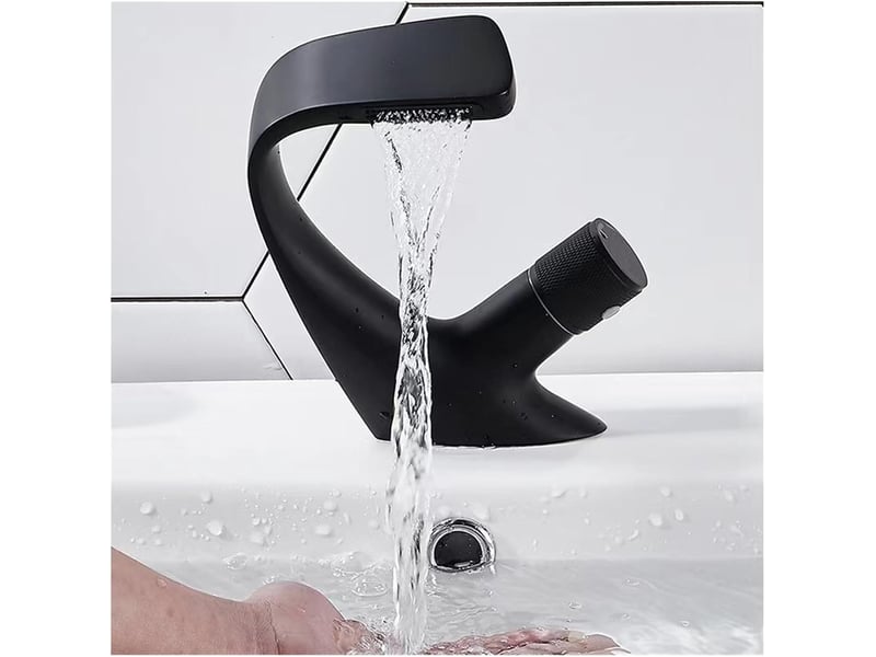  Robinet de lavabo noir - mitigeur de salle de bain - robinet de lavabo cascade massif - robinet de haute qualité (noir)  - Conforama E