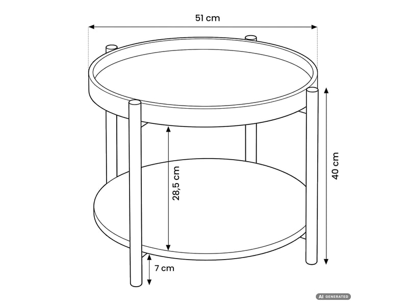  Table basse riva coloris bois naturel 51 cm ronde avec étagère pieds noirs style industriel 51x51x40 cm RIVA - Conforama C