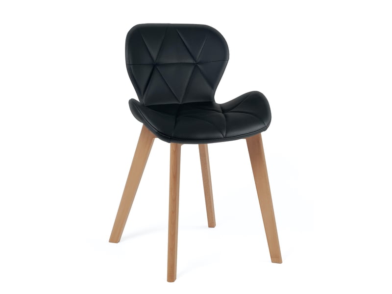  Lot de 4 chaises scandinaves fati en simili cuir matelassé noir avec pieds en bois 675-FATI - Conforama B