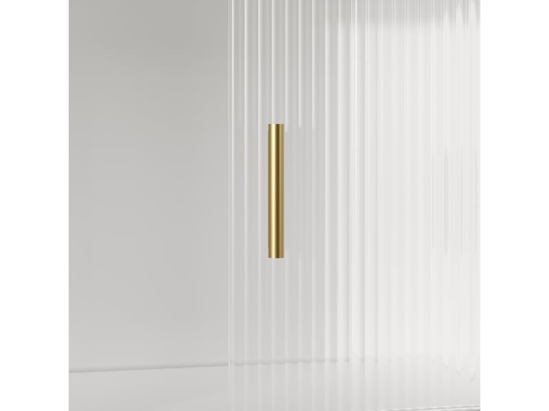 Buffet de cuisine blanc 167x120 cm, meuble haut avec portes vitrées coulissantes et éclairage led intégré pour cuisine moderne - Conforama D