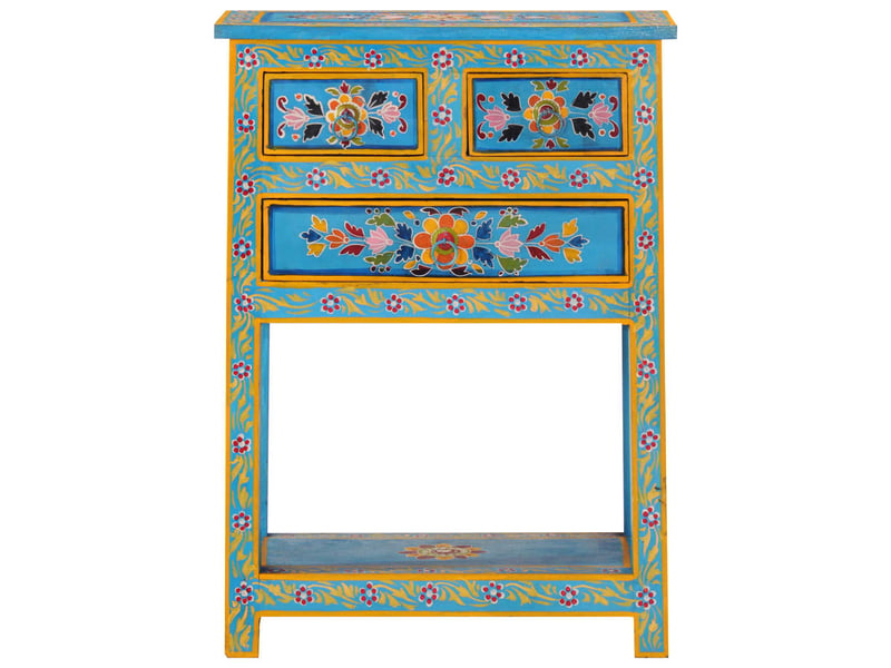  Buffet - bahut - meuble de rangement turquoise 55x30x76 cm bois massif de manguier  - Conforama C