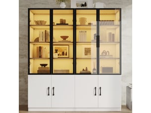 Vitrine coloris blanc 4 étagère(s) <strong>KORFEE</strong> <strong></strong> - 80 cmx120 cm