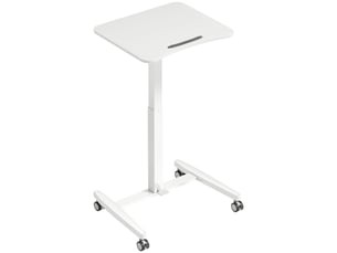 Bureau assis-debout réglable en hauteur, table roulante avec plateau inclinable, butée de sécurité, blanc, 60.5x52cm