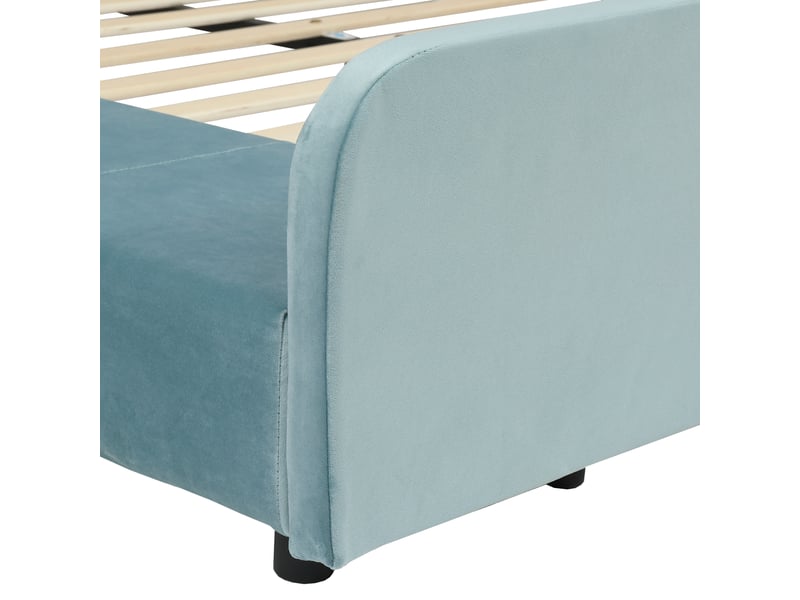 Lit combiné 90 x 200 cm en velours bleu avec bureau et tabouret Fay Lum - Conforama E