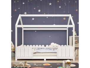 Lit cabane 90x200 cm <strong>REDOM</strong> <strong></strong> coloris blanc