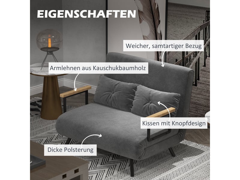  Fauteuil convertible - canapé-lit avec rangement intégré - coussins de dossier - 102 x 73 x 81 cm - aspect velours gris foncé  - Conforama C
