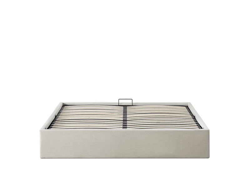 Bellecour literie ; lit coffre tissu beige atlas 140x190 cm Fabrication Hors UE - Conforama A