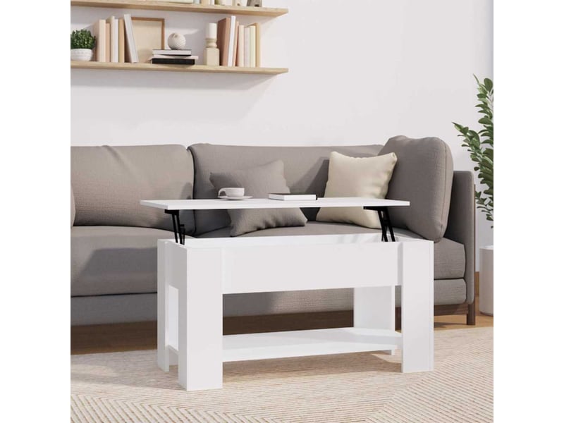  Table basse - table de salon - table à thé blanc 101x49x52 cm bois d'ingénierie  - Conforama B