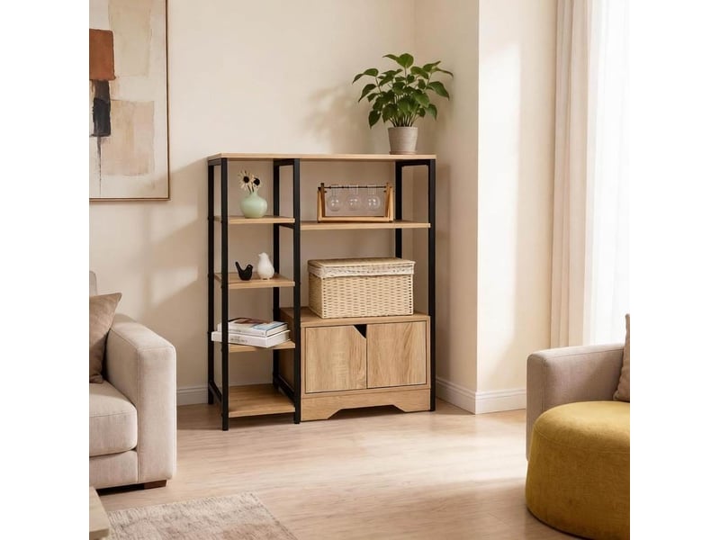  Bibliothèque 80x35x97 cm 2 en 1 mdf chêne clair  - Conforama B