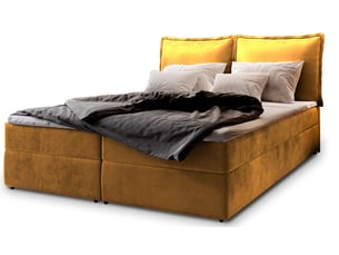 Lit avec rangement 160x200 cm <strong>MASSENO</strong> <strong></strong> coloris jaune