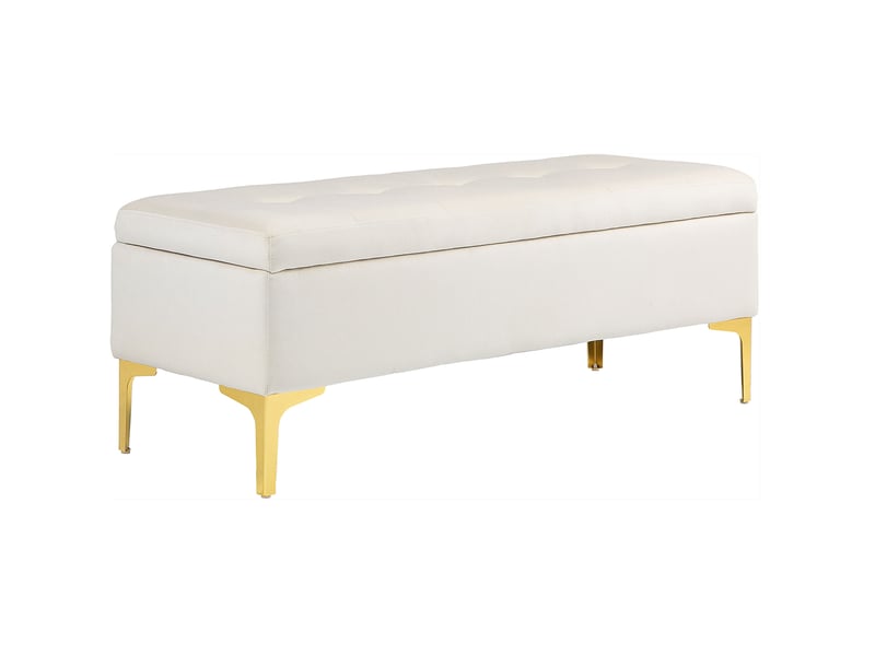  Banc de rangement tcqpz 120 x 44 x 44,5 cm capitonné avec rangement beige  - Conforama A