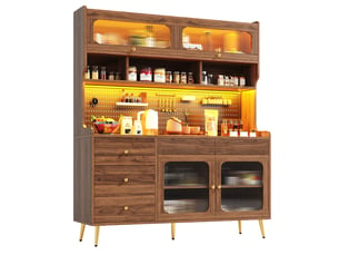 Buffet 4 porte(s) 5 tiroir(s) <strong></strong> <strong></strong> - 145 cm coloris bois foncé