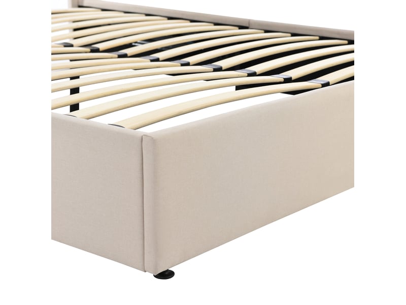  Lit coffre hydraulique 160x200 cm beige sans matelas  - Conforama D