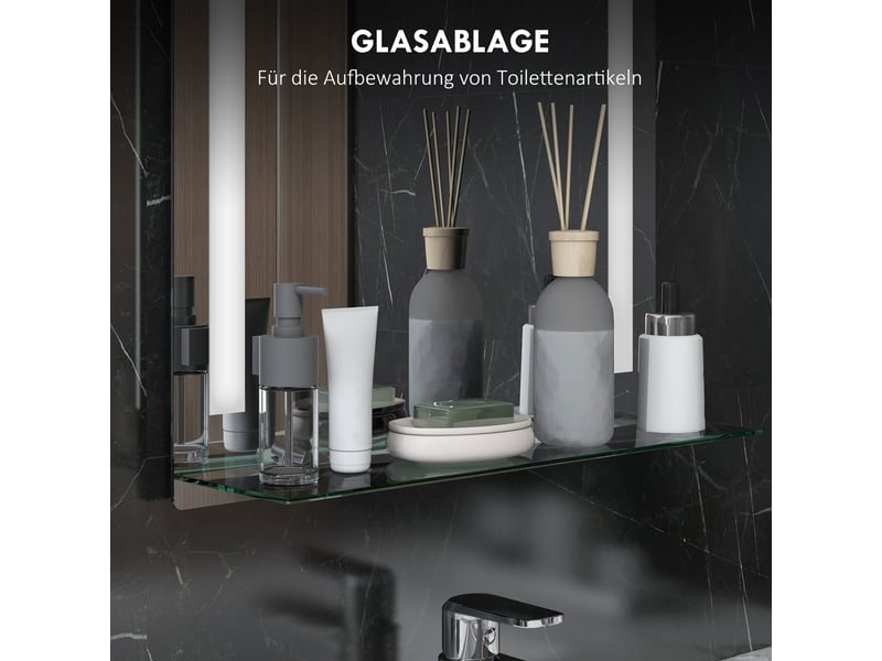  Miroir de salle de bains avec éclairage led, 50 x 70 cm, trois teintes et commande tactile  - Conforama E