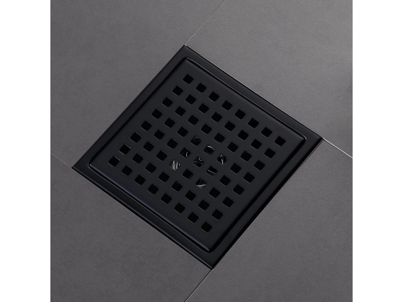  Évacuation de douche carrée de 6 pouces, noir mat, grille avec couvercle amovible, en acier inoxydable sus304  - Conforama E