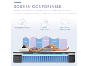 Ensemble matelas et sommier 90x190 cm Ressorts soutien Medium épaisseur 25 cm