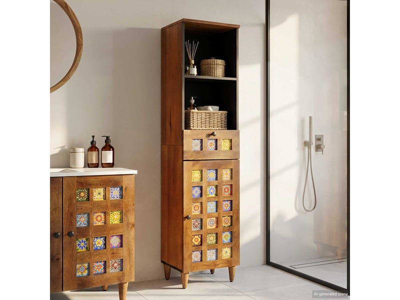 Armoire de salle de bain, cabinet de salle de bain noyer 38 x 33 x 160 cm cf65123 - Conforama B