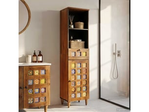 Armoire de salle de bain, cabinet de salle de bain noyer 38 x 33 x 160 cm cf65123