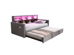 Lit simple 90x190 cm    coloris gris