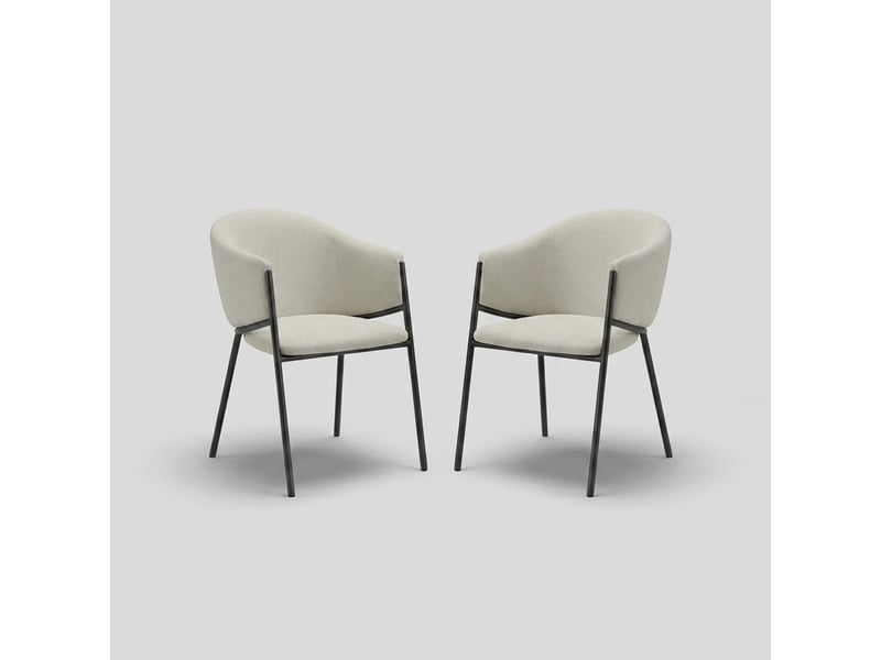  Lot de 2 chaises rembourrées en tissu bouclette easy-clean duna - blanc  - Conforama A