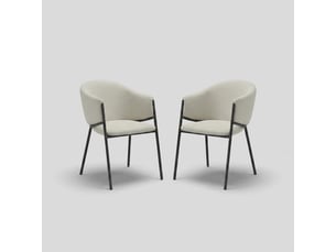 Lot de 2 chaises rembourrées en tissu bouclette easy-clean duna - blanc