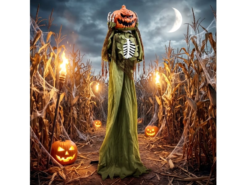  Décoration halloween animée squelette citrouille 173 cm avec lumière et sons homvra  - Conforama B