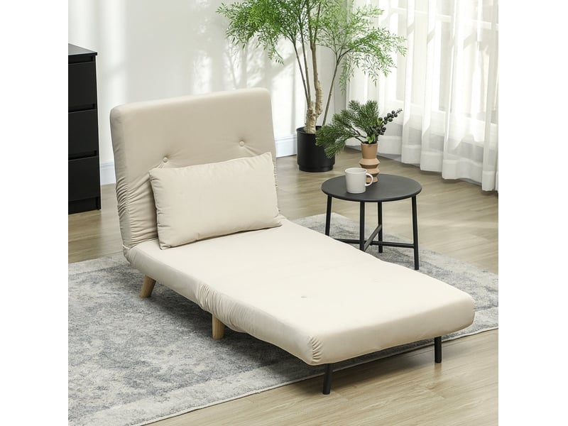  Fauteuil convertible 3-en-1 relax et couchage 1 place beige evryae  - Conforama B