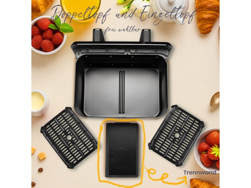  Friteuse à air 9 l 35x26x32 cm double compartiment 2200 w noir  - Conforama D