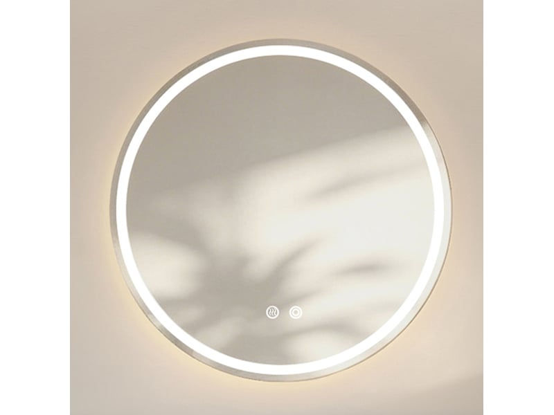  Miroir rond mural de salle de bain 80 x 80 cm – argenté – éclairage led tactile antibuée réglable  - Conforama B