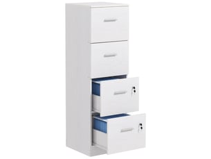 Armoire de bureau à 4 tiroirs avec 2 serrures et porte-documents, en bois, 40 x 42 x 130,8 cm, blanche